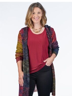 Papa Vancouver - Boho Multicolor Open-Front Women's Sweater Cardigan